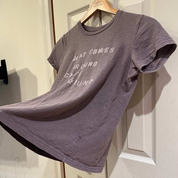 RARE Vtg What Comes Around Goes Around Karma Shrunken Graphic Tee 90s Y2K Celeb - Picture 8 of 12